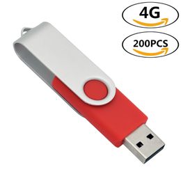 j_boxing 200X 4GB USB 2.0 Flash Drives Red Rotating Pen Drives Flash Memory Stick Thumb Pen Storage for Computer Laptop Tablet Macbook