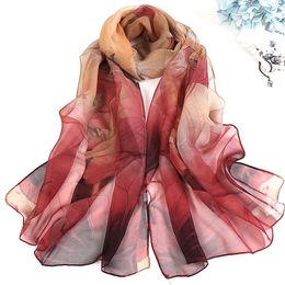 S1240 Hot Summer Women Slik Scarf Sun-screen Georgette Colorful Shawl Wraps Florals Scarf Thin Beach Scarves