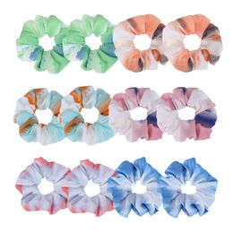 Tie-dyed Women Girls Scrunchies INS Circle Gradient Color Hairbands Elestic Rubber Hair Rope Tie Hair Holder Scrunchy Hair Accessories D3603