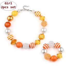 Collana per ragazza del Giorno del Ringraziamento di Halloween + set di braccialetti Collana con ciondoli per bambini Set da 2 pezzi Accessori per bolle Regalo di gioielli