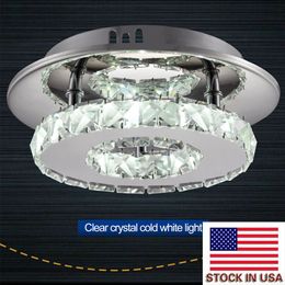 Crystal Chandelier Modern Led Ceiling Lights Living Room Hotel Round Lamps Bright Lamp US Warehouse Delivery