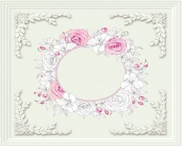 Wall Paper Pink White Rose Wreath Living Room Bedroom Zenith Decoration Silk Mural Wallpaper