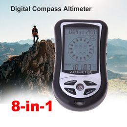 barometer thermometers UK - Multifunction 8 in 1 Electronic Handheld Compass Altimeter Barometer Thermometer Weather Forecast Clock Calendar Camping ZZA990