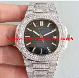 Luxury Watch 5719 Cal.324sc Automatic 28800bph Mens Watches Sapphire Crystal Full Diamond Transparent Case Back 40mm Calendar Wristwatch