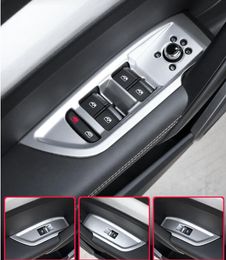 High quality 4pcs ABS chrome Car door lift window switch Button protection scuff plate,decoration cover For Audi Q5L 2018