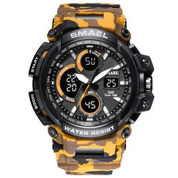 Sport Watch for Men New Dual Time Display Male Clock Waterproof Shock Resistant Wristwatch Digital 1708 Military Watch Men232Q