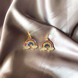 Colourful Rhinestone Rainbow Hoop Earring Bling Bling Rhinestone Women Rainbow Earring Fashion Jewellery Accessories High Quality
