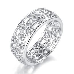 Cubic Zirconia Ring for Women Hollow Two-tone Ring White Gold Jewellery Fashion Popular Rhinestone Wedding Rings for Femal