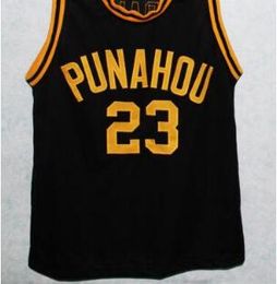 Custom Men Youth women Vintage Barack OBAMA 23 Punahou College Basketball Jersey Size S-6XL or custom any name or number jersey