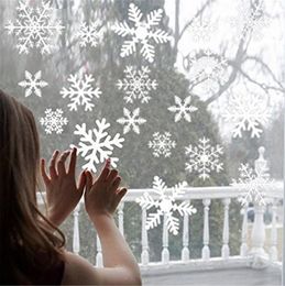 Christmas Snowflake Window Sticker Winter Wall Stickers Kids Room Christmas Decorations for Home New Year Stickers 27Pcs/sheet