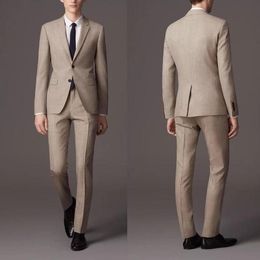 Brand New Khak Groom Tuxedos Notch Lapel Men Wedding Tuxedo Fashion Men Jacket Blazer Men Dinner/Darty Suit Custom Made(Jacket+Pants+Tie) 98