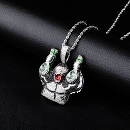 New Cartoon Gorilla Money Bag Necklace Pendant ICED OUT Full Zircon Mens Hip Hop Jewellery Gift