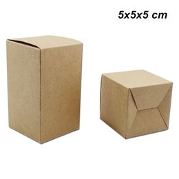 50 Pieces 5x5x5 cm Party Favors Kraft Paper Foldable Gifts Storage Box Crafts Kraft Paperboard Fold Package Box for Chocolate Bake Cake Pack