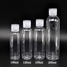 50pcs 100/120/250ml transparent empty PET plastic bottle flip top caps shampoo lotion cosmetics bottles clear travel kit