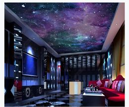 Custom Large Ceiling Zenith Mural Photo Wallpaper 3d Fantasy Beautiful Starry Galaxy Ktv Living Room Zenith Ceiling Mural Background Wall