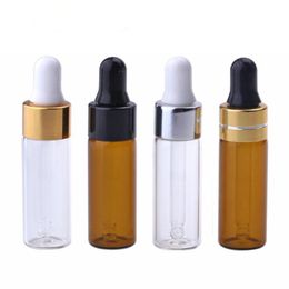 5ML Clear Amber Dropper Bottle Portable Aromatherapy Esstenial Oil Bottle Glass Eye Dropper Perfume Oil Container F2745