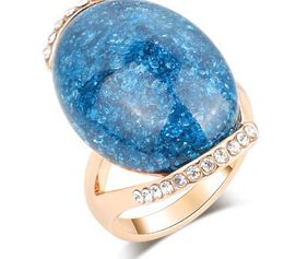 -Hot Rose Gold Oval Azul Anéis de Pedra 2020 Anéis de Noivado para Mulheres Mais Recente Design Vintage Jóias