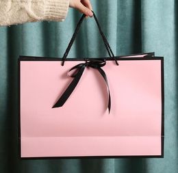 Creative clothing store paper bag bow handbag pink gift bag customizable LOGO