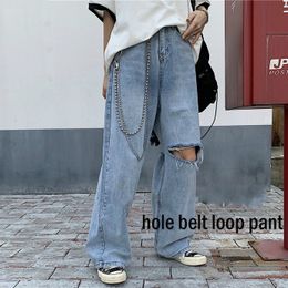 Men's New Loose Straight Pants Solid Color Casual Pants Baggy Homme Cargo  Pocket Jeans men Denim Trousers - AliExpress