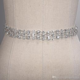 Ręcznie robione kryształowe pasy ślubne złoty srebrny pasek do sukni ślubnej Rhinestone formalne akcesoria ślubne wstążka dla nowożeńców szarfa pasa CPA1393