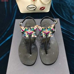 Hot Sale-fashion new women sandals Toe clippers, herringbone sandals and crystal bows black and white size 35-40