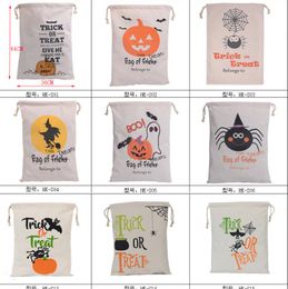 Halloween kids candy storage bag Reusable canvas cotton baby gift bags Handbag Cartoon Tote Pumpkin Spider decoration Print Shoulder Bags