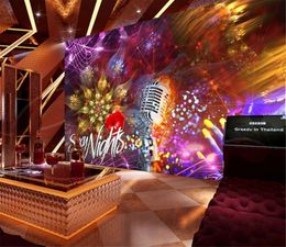 Wallpaper Dazzling purple gold flower sexy night music staff ten bar KTV background wall decoration wall paper