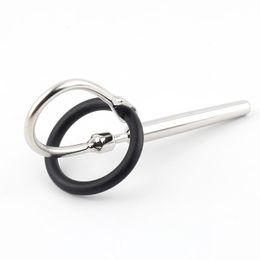 Latest 80 mm Male Stainless Steel Solid Urinary Penis Plug Beads Metal Catheters Rod Fetish Rubber Loop Sex Toys Adult Games