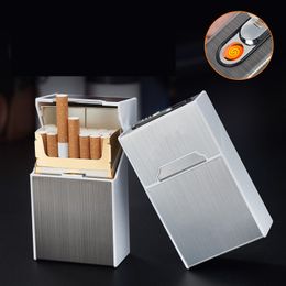 Creative Cigarette Case Charging Box Windproof Lighter For Smoking Metal Cigarette Box USB Rechargeable Electric Lighter Men Gifts