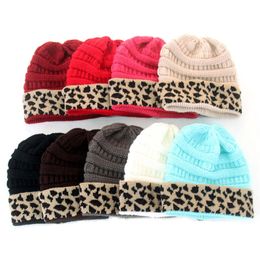 Autumn And Winter Couple Knit Cap Men's and Women's Skullies Beanies outdoor Windproof and Warm Fashion Leopard Hat YD0462