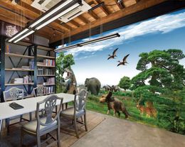 Through the time and space animal 3D background wall window mural wallpaper