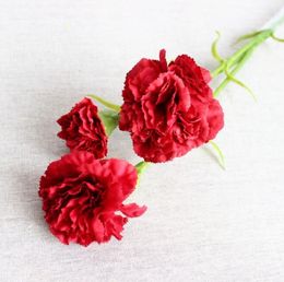 Wholesale Artificial flowers carnation bouquent silk flower High quality 3 heads silk artificial Carnations flower for home decorations