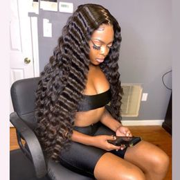 Deep wave brazilian hair wigs 13x6 lace frontal wig 150% denisty full pre plucked 360 lace frontal wig for black women