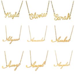 Titanium Steel Personalised Customised Name Pendant Necklace Letter Diy Name Chain Necklace for Gift 30 Styles High Quality