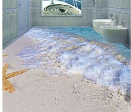 wallpaper for bathroom waterproof 3D beach wave floor tile decorative painting