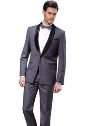 Cheap And Fine One Button Groomsmen Shawl Lapel Groom Tuxedos Men Suits Wedding/Prom/Dinner Best Man Blazer(Jacket+Pants+Tie) A258