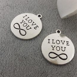 Wholesale-Bronze Plated I Love You Infinity Charms Pendants for Bracelet Jewelry Making DIY Necklace Craft 25x25mm