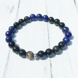 MG0454 Men`s Energy Gem Stone Bracelet 8 mm Golden Obsidian Bracelet High Quality Lapis Lazuli Attack Protection Bracelet