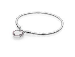 LOCK Bracelet Original Box for Pan-dora 925 Sterling Silver Cuff Heart-shaped Bracelet Set for Women Wedding Gift W270