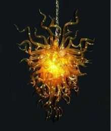 Lamps Italy Gold Colored Pendant Lamp Droplight Modern Hand Blown Glass Chandelier Living Room Pendnat Light