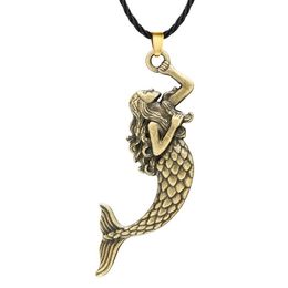 -Huilin Schmuck Schöne Lockiges Haar Meerjungfrau Halskette Anhänger für Frauen Männer Charme Schwimmen Prinzessin Fish Tail Halskette Meer Ozean Schmuck