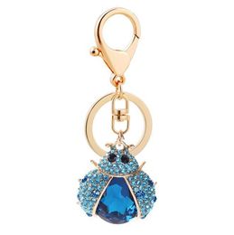 Woman Charm Key Chain Ring Fashion Crystal Ladybuy Keychain Female Cute Lovely Rhinestone Ladybug Key Ring