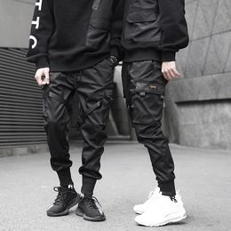 Septhydrogen Brand 2019 Men Ribbons Block Black Pocket Cargo Pants Harem Joggers Harajuku Sweatpant Hip Hop Tatical Trousers
