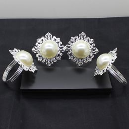Metal Pearl Napkin Ring Napkin Buckle for Wedding Reception Party Table Decorations Supplies