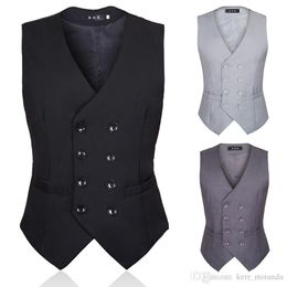 Enhance The Autumn Men Suit Armor British Style And Korean Version Of Black Double-Breasted Body-Shaping Men Suit Waistcoat