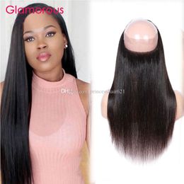 Glamorous Brazilian Virgin Hair Straight Full Lace Closure 360 Lace Frontal 22.5x4x3Inches Peruvian Indian Malaysian Human Hair 360 Closures