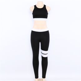 Fashion-Women's Fitness Suits Cropped Tank Workout Bra Top and Legging Pants 2 Pieces Set Fashion Female Red Striped Sexy Tracksuit