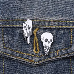 Cute Small Funny Skull White Enamel Brooches Pins for Women Female Demin Shirt Decor Fashion Jewellery Brooch Pin Metal Badge