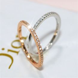 Eternity Lovers ring 100% Real 925 Sterling silver Diamond Promise Engagement wedding band rings for women Bridal Jewelry Gift