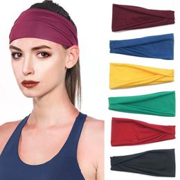 Solid Colour Sports Headband Women Broadside Cheerleaders Hair Bands Sweat Headbands Yoga Fitness Scarf Sport Towel 18 styles